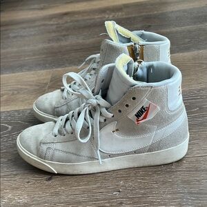 Nike Raw Cut High-Top Sneakers in Cream and Black